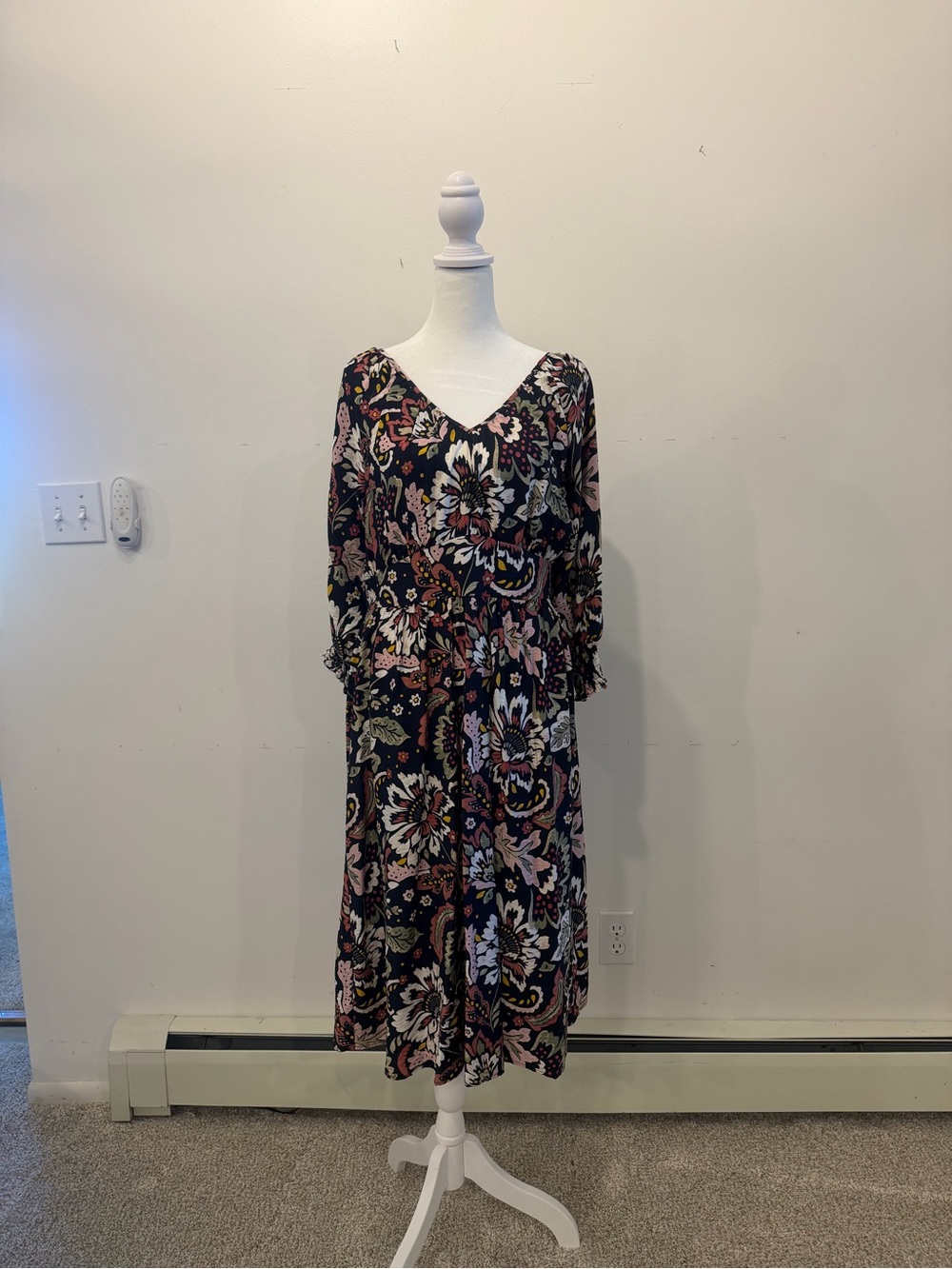 Ann Taylor Factory Black Floral Maxi Dress with Multicolor Print